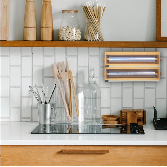 Bamboo Aluminum Foil Dispenser with Cutter-2 and 1 Kitchen Drawer Storage. - Picture 2 of 7